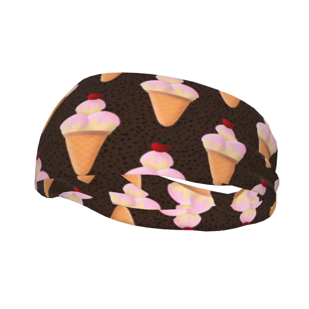 Sports Decor Headband Sweatband Workout Basketball Cycling Cartoon Ice Cream Pattern Hairband