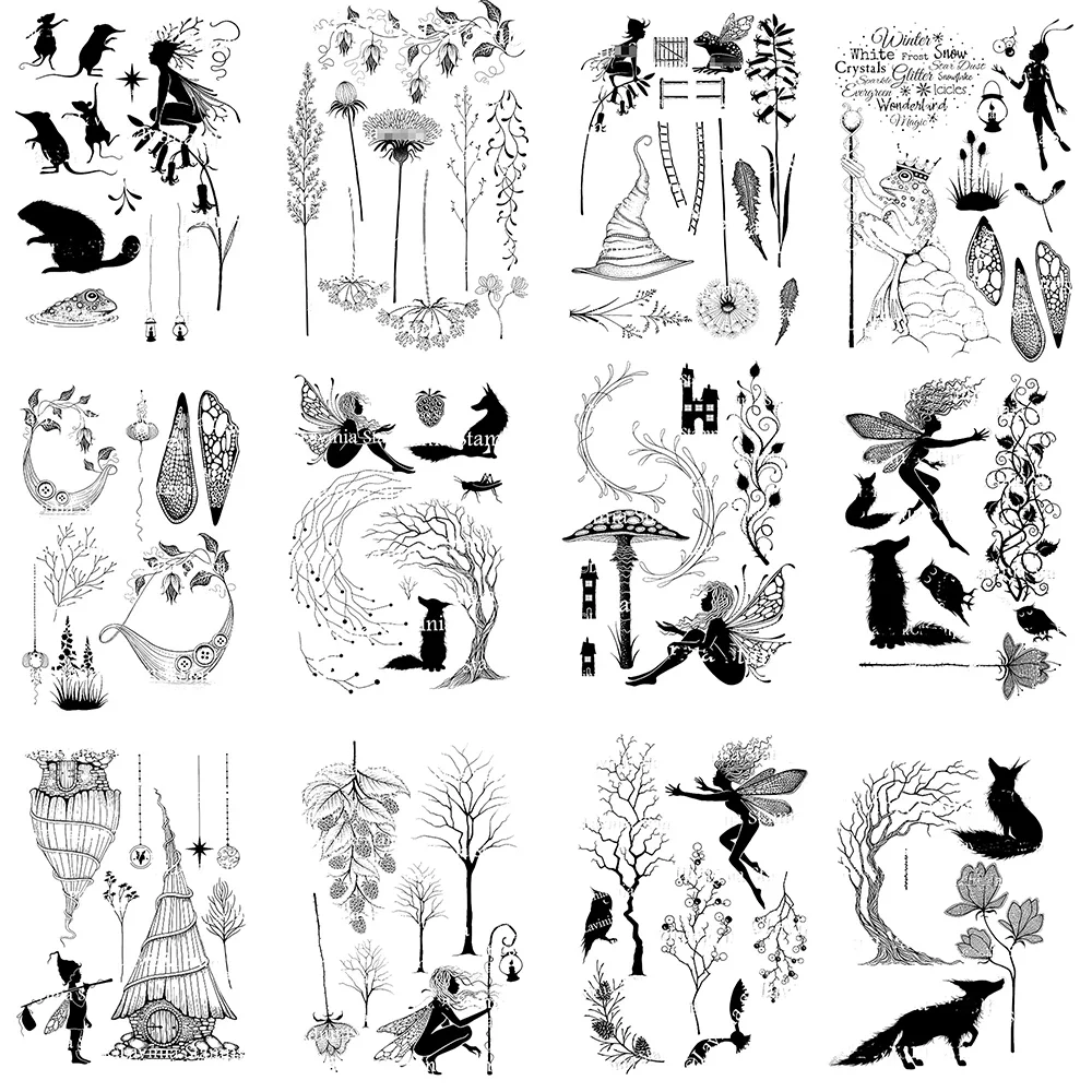 Numbers, clock Rubber Stamp Fairy Plants Animals Clear Stamps for DIY Craft Making Card Scrapbooking Photo Album Decor Sheets