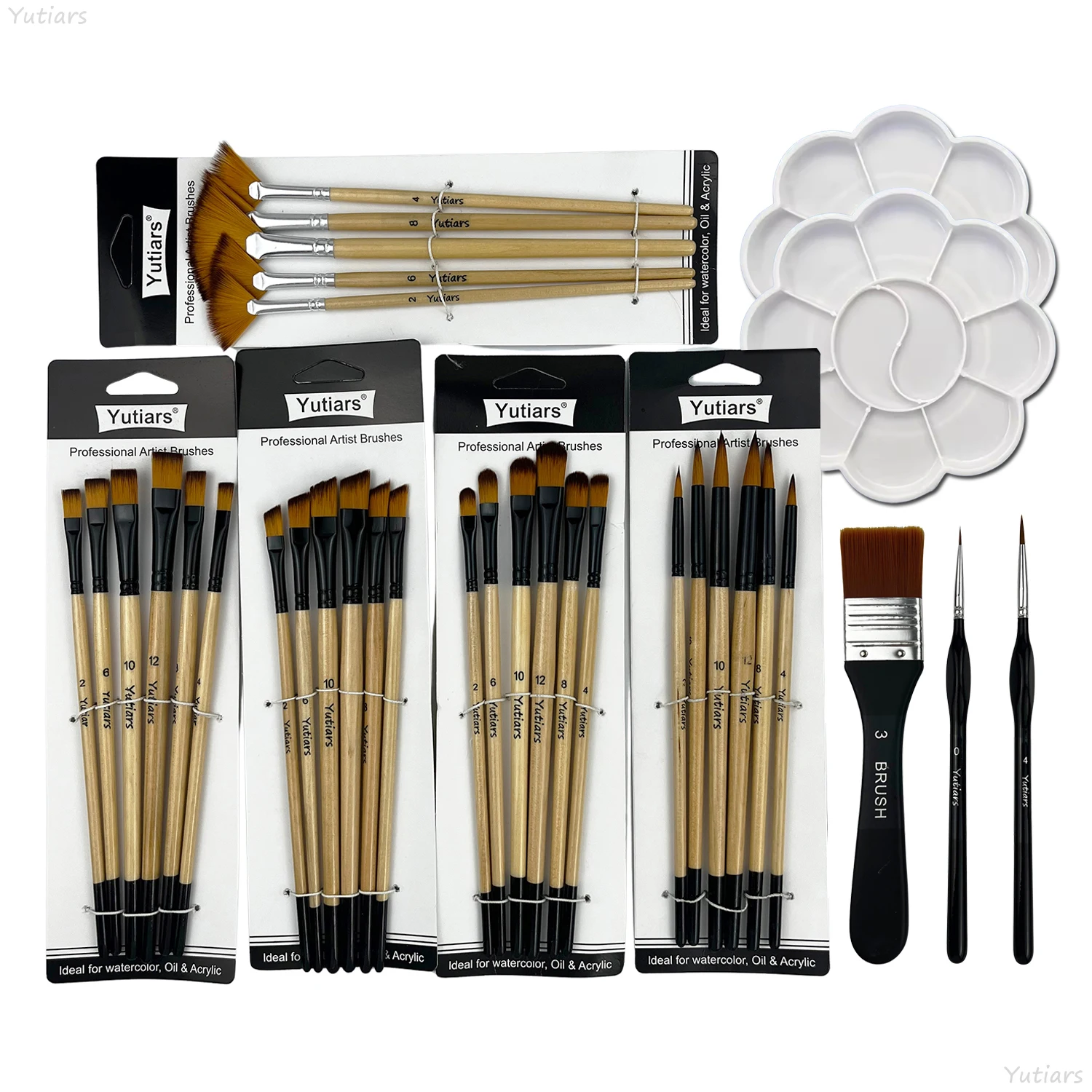 

Набор из 34 предметов: Премиальные кисти для рисования с 2 палитрами, нейлоновым ворсом и различными размерами для художественных работ и поделок