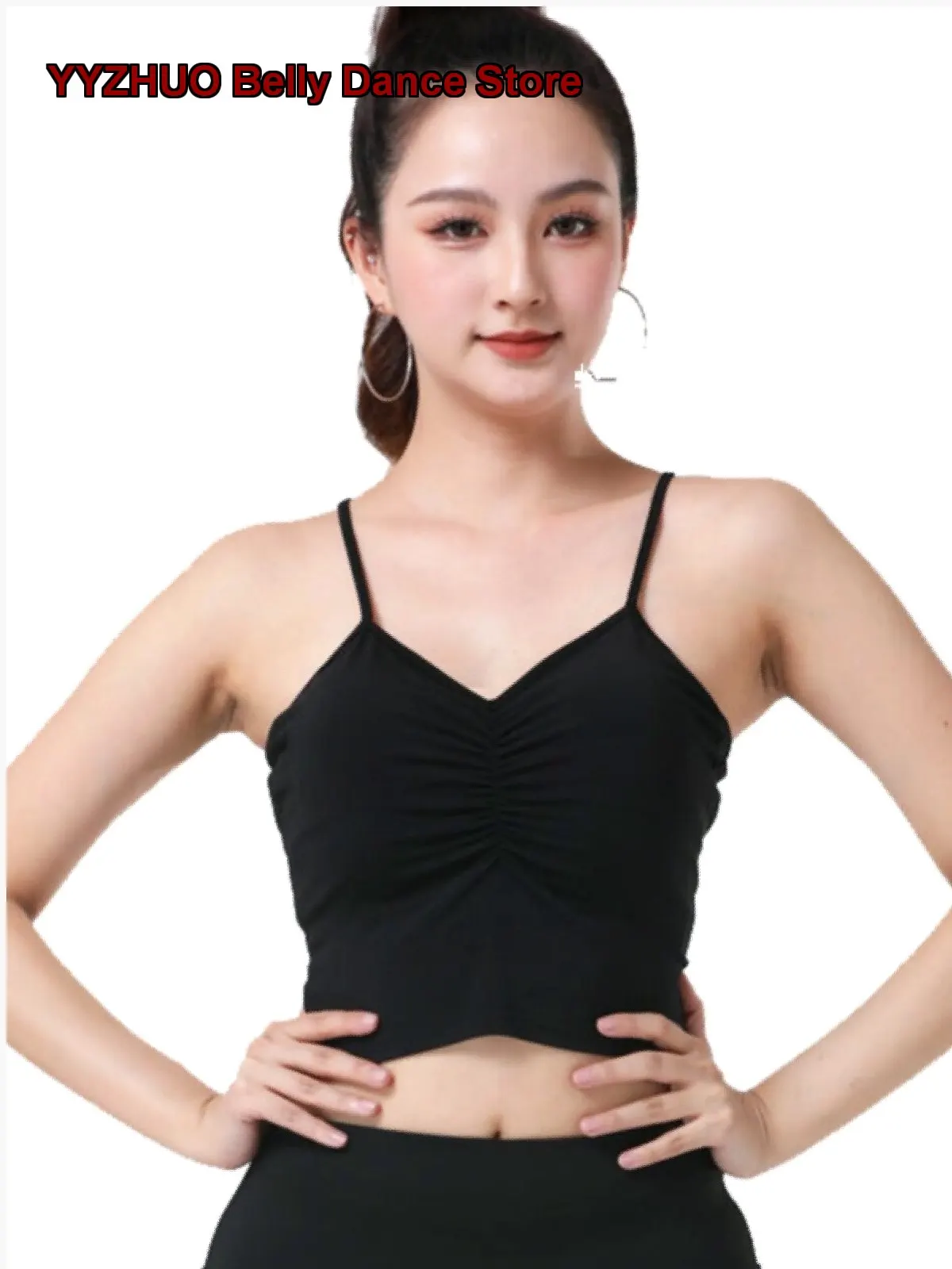 Women's Adult Cross Halter Neck Latin Camisole Open Back Beautiful Back Dance Training Short Inner Outerwear Top