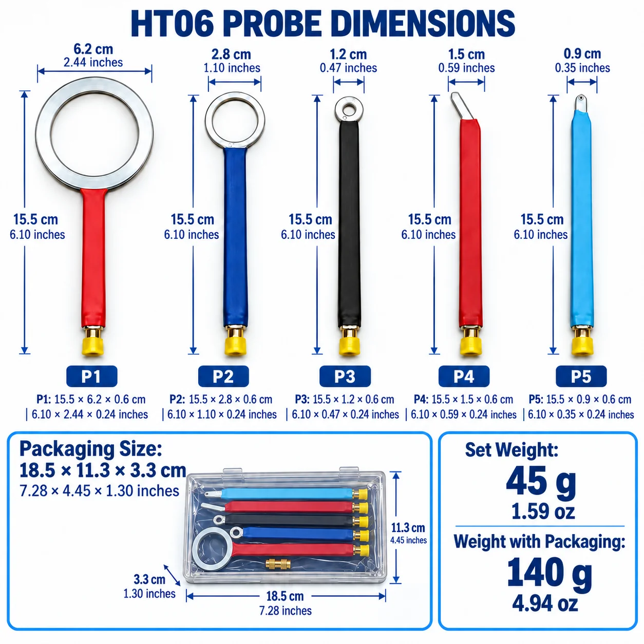 HTOOL FieldTrace 20G Near Field Probe Kit, HT06 5 Probes + WA02 Low Noise RF Amp, DC-2.2GHz, 31.7dB Gain, EMC EMI Test