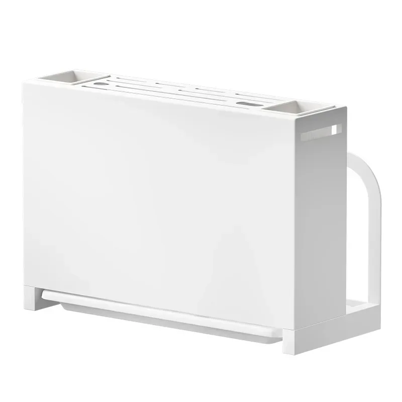 

Space-Saving Budget Knife Holder: Countertop or Wall-Mounted Kitchen Storage for Knives, Cutting Board & Chopsticks with Drain