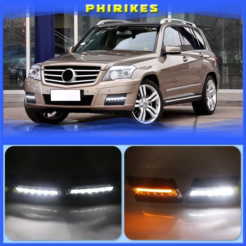 Car For Mercedes Benz GLK 300 GLK350 GLK500 2008 - 2012 Yellow Trun Signal LED DRL Daytime Running Light Fog Head Lamp