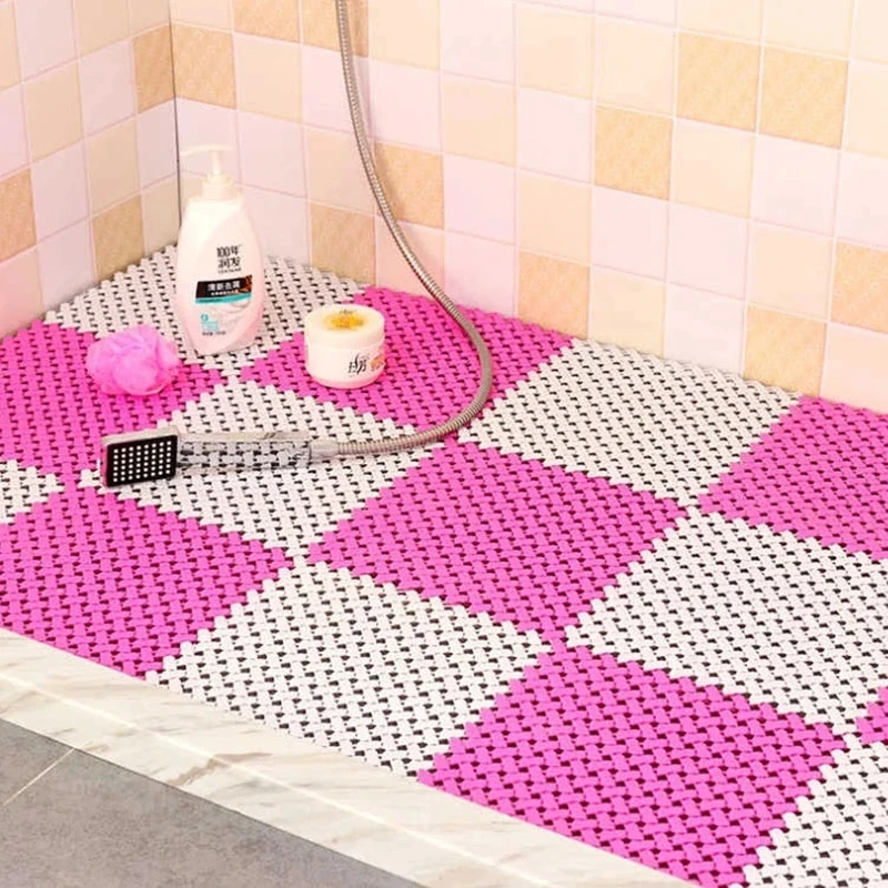 Square Bathroom Non-slip Mat Bathroom Mat Set Splicing Pad for Home Bathroom Shower Hollow Bath Rug Bathroom Supplies 25X25cm