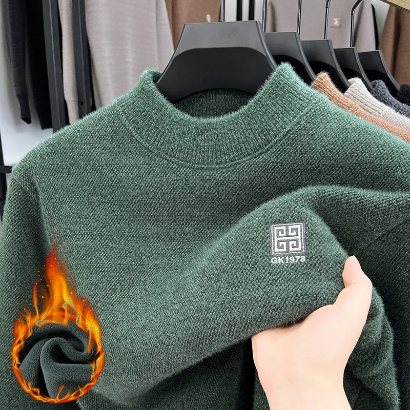 

Дизайнерский люксовый бренд, мужской вязаный пуловер, свитер с вышивкой, зимний британский деловой модный тренд, плюшевая утепленная мужская одежда