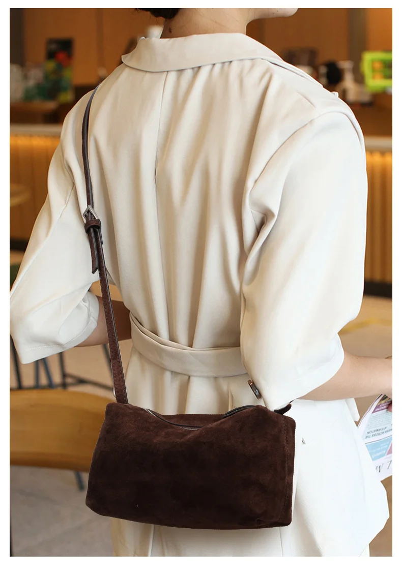 Aidrani Retro Matte Kuhleder-Kissen-Tasche, vielseitige Schulter- und Umhängetasche für Damen, hochwertige und exklusive Schultertasche – Detail 3