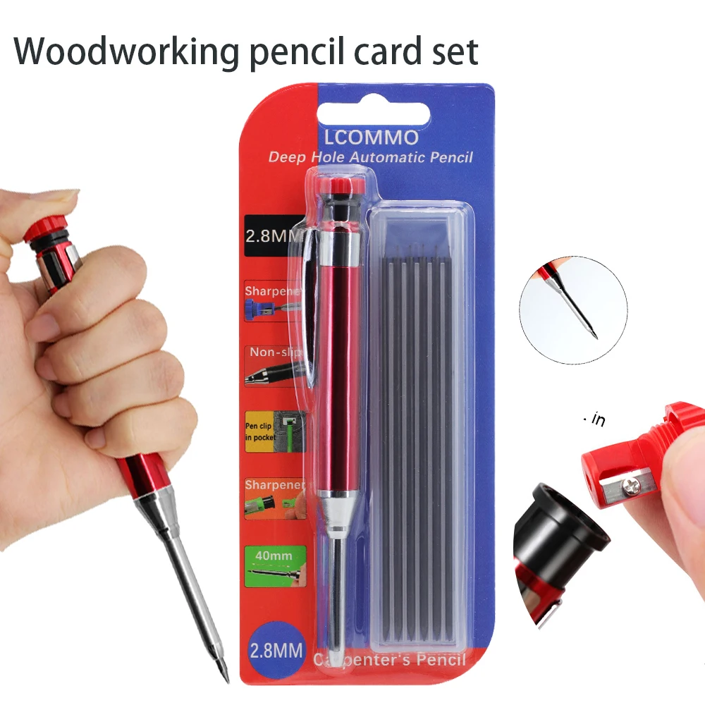 

3Pcs/Set Aluminum Woodworking Automatic Pencil 2.8Mm Set Writing With 2B Lead Cores Drawing Woodworking Erasable Marking Tool