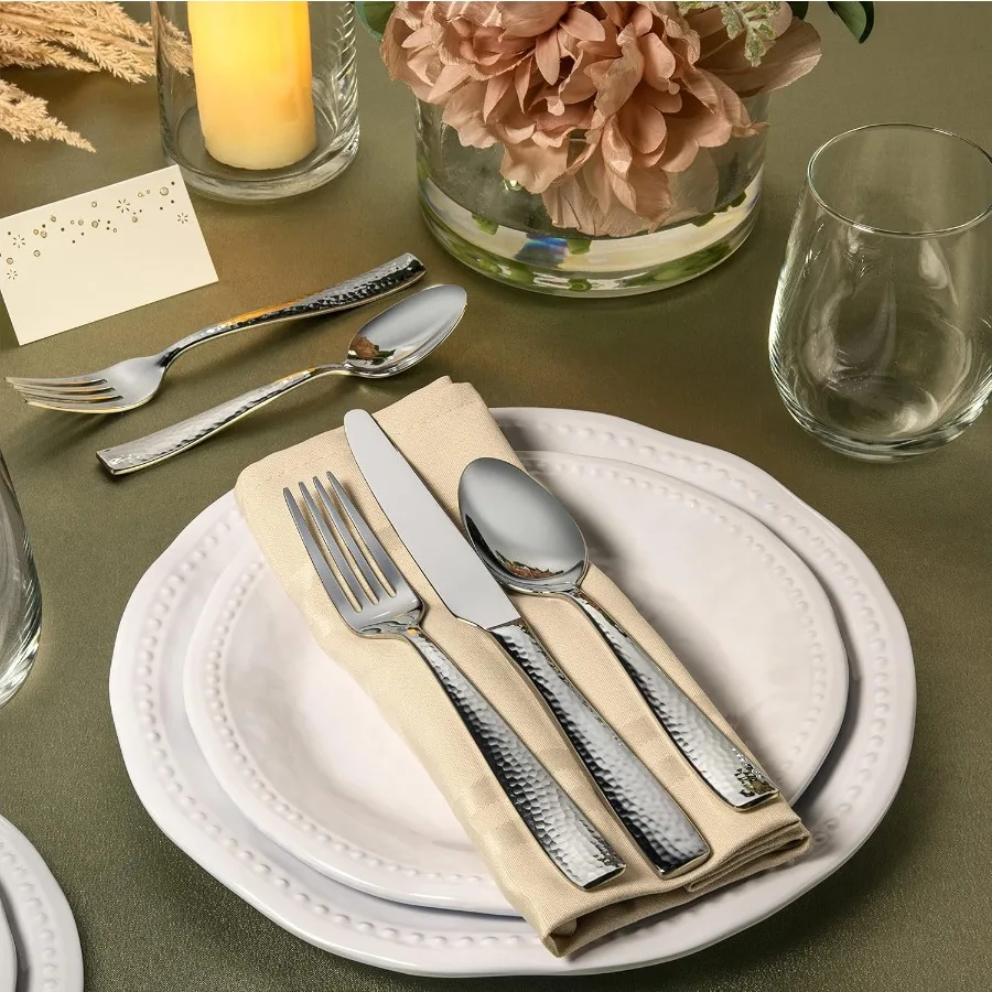 20 قطعة من الفولاذ المقاوم للصدأ المطروق 18 10 خدمة أدوات المائدة الفضية لمجموعة 4 20 قطعة