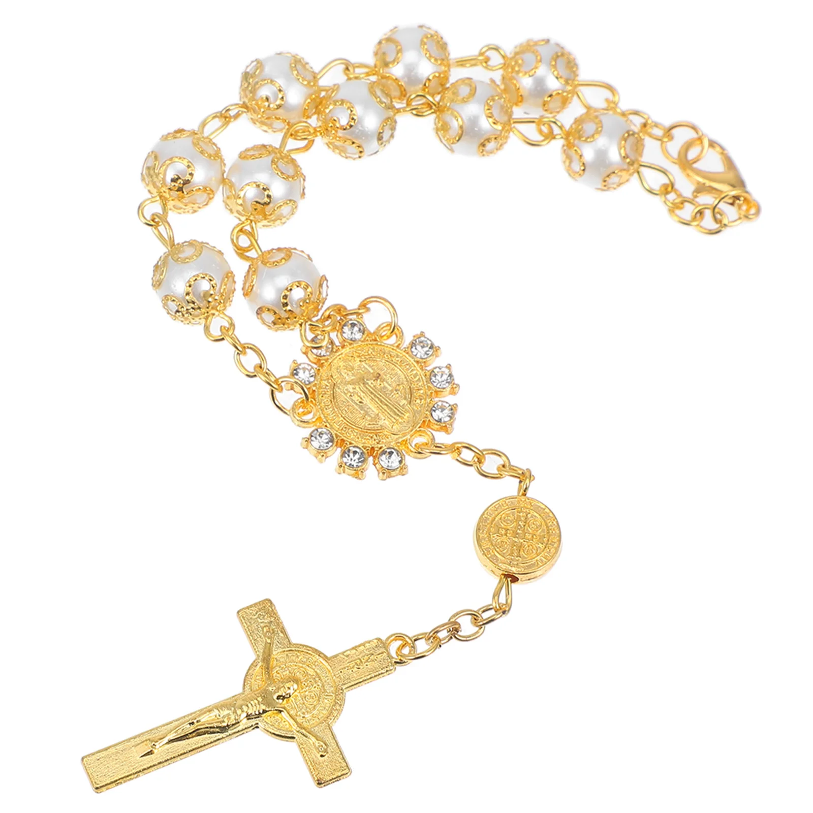 

Car Rosary Pendant Cross Hanging Ornament Stylish Rearview Mirror Charm Durable Car Decoration Elegant Aluminum Alloy Accessory