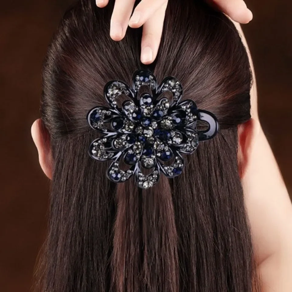 Female Fashion Rhinestone Hair Clip Three Tooth Clip Women Girls Fench Style Hair Accessories Duck Billed Hairpins New Headwear