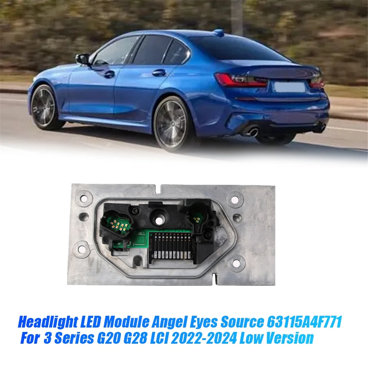 Left LED Headlight Module Angel Eyes Source 63115A4F771 for BMW G20 G28 LCI 2022-2024 DRL Daytime Running Turn Signal