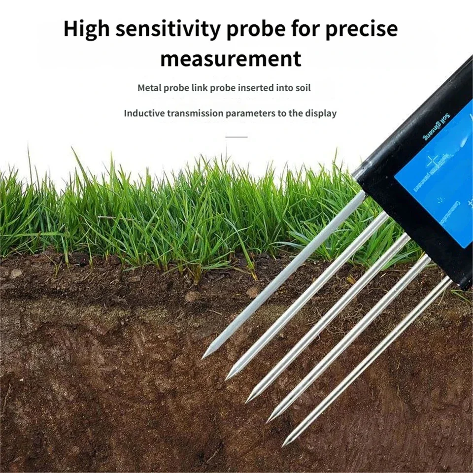 High Premium Soil Tester PH EC Meter 8-in-1 with 5 Pin Conductivity NPK Fertility Sensor Detector Farm