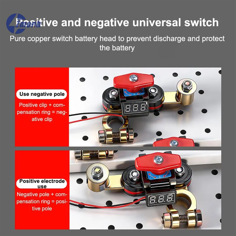 New！Car Battery Disconnect Switch - Bidirectional Joint Can Rotate Power Disconnect Switch With Digital Display 12-24v
