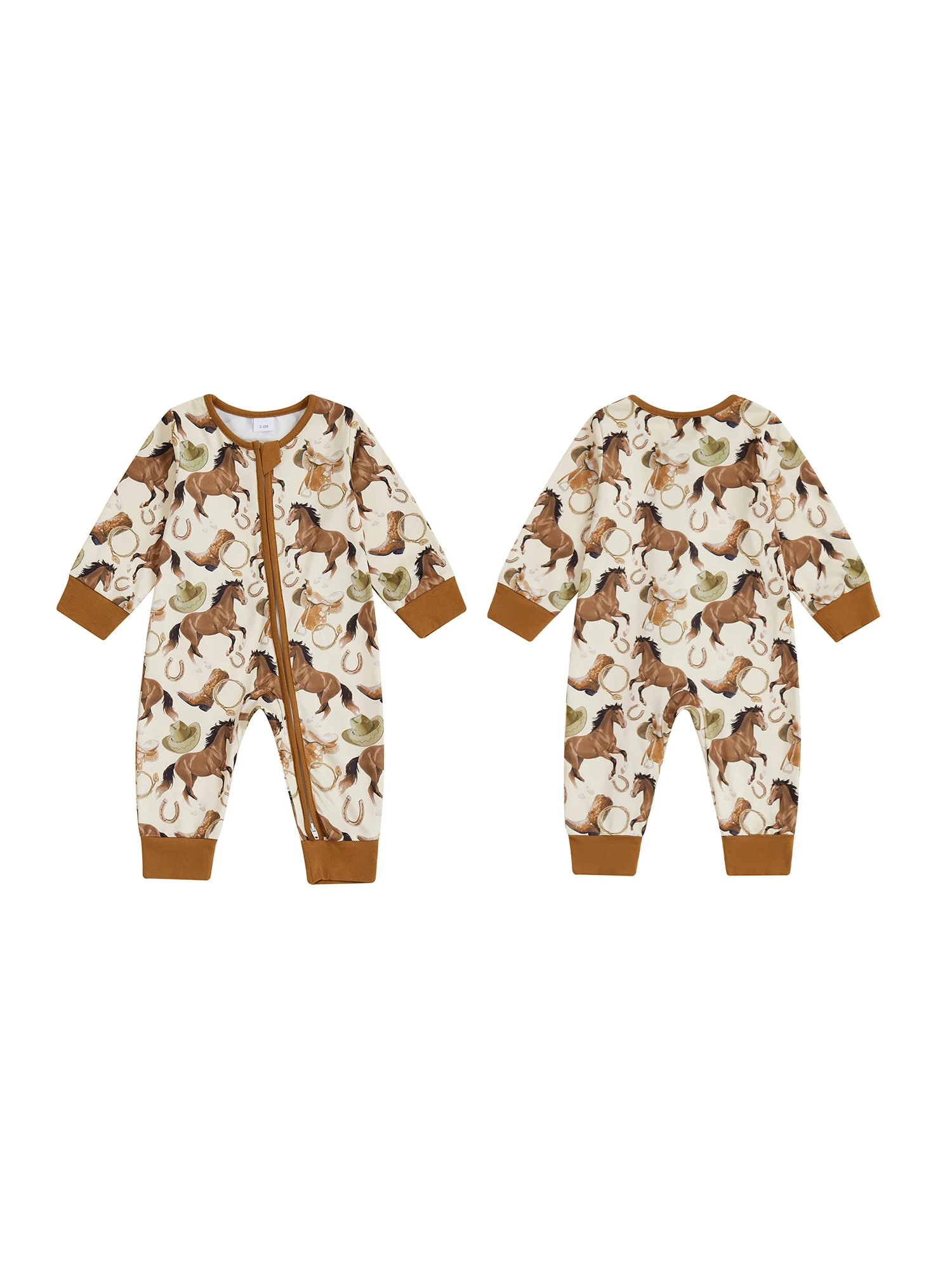 

Toddler Boy Autumn Coverall Dinosaur Leaf Patterned Raglan Sleeve Crew Neck Button Closure Overall Suit