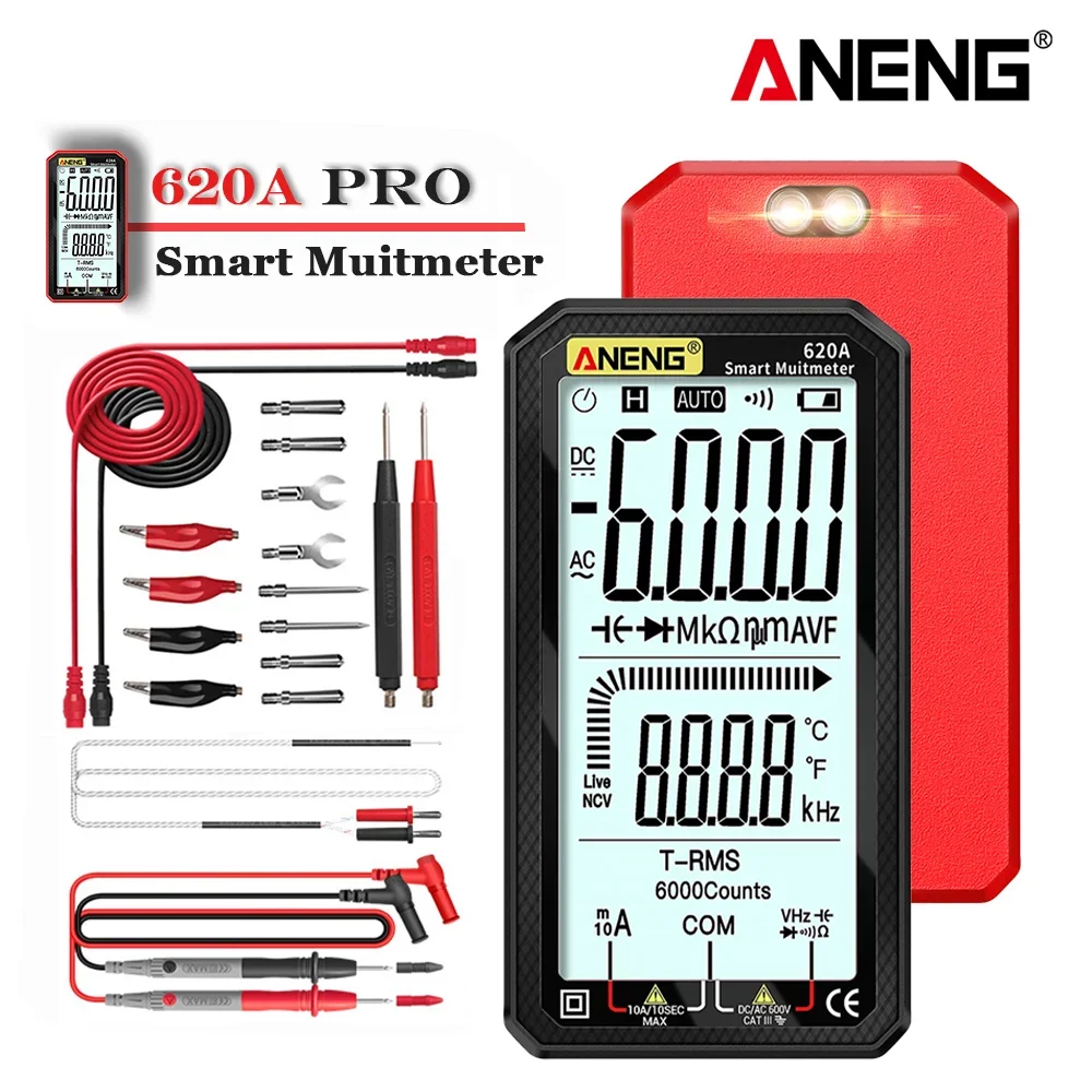 

ANENG 620A Digital Smart Multimeter Transistor Testers 6000 Counts True RMS Auto Electrical Capacitance Meter Temp Resistance