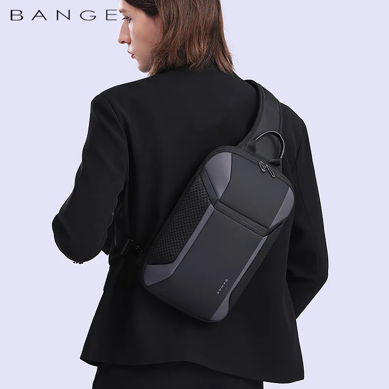 BANGE Multi functional Men\'s Oxford Crossbody Bag Anti-theft Shoulder Bags Short Trip Messenger USB Charging Chest Bag Pack