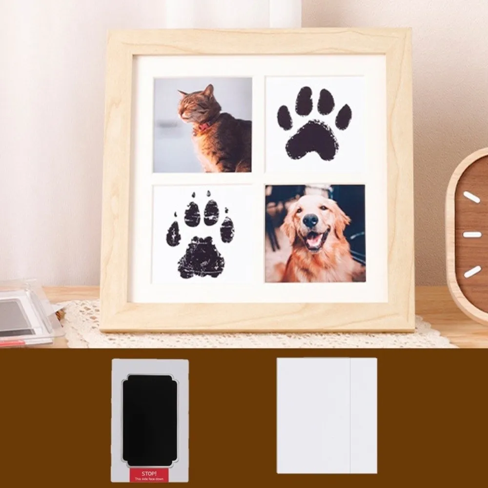 Inkless Pet Paw Print Kit Density Board Handmade Paw Print Photo Frame Decorative Pet Footprint Keepsake Kit for Pet Lovers