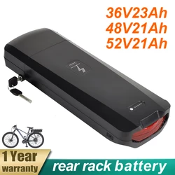 Electric Bicycle Rear Rack Battery, Ebike Lithium Battery, 48V, 36V, 23Ah, 52V, 21Ah, 40A BMS for BaFang 500W, 1000W Motor