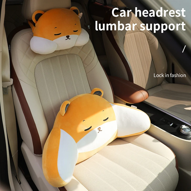 

Милая дорожная мультяшная автомобильная подушка для шеи, защита шеи и позвоночника, автомобильная поясничная поддержка, подушка для офисного стула, автомобильные аксессуары для интерьера