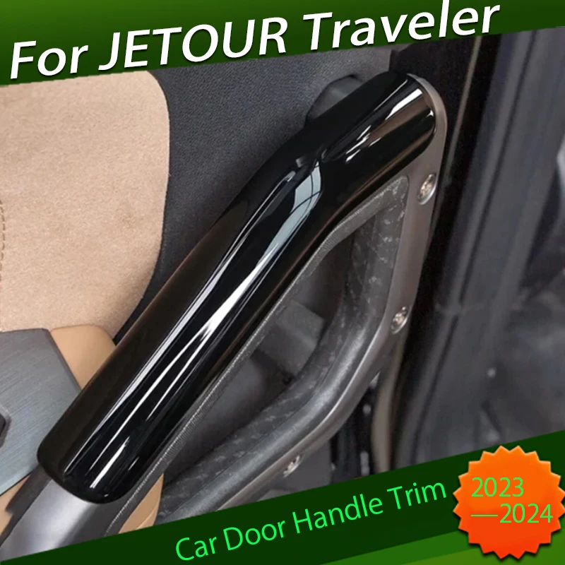 Car Door Handle Fit for JETOUR Traveler T2 2023 2024 ABS Black Warrior Kit Door Armrest Car Interior Decoration Parts