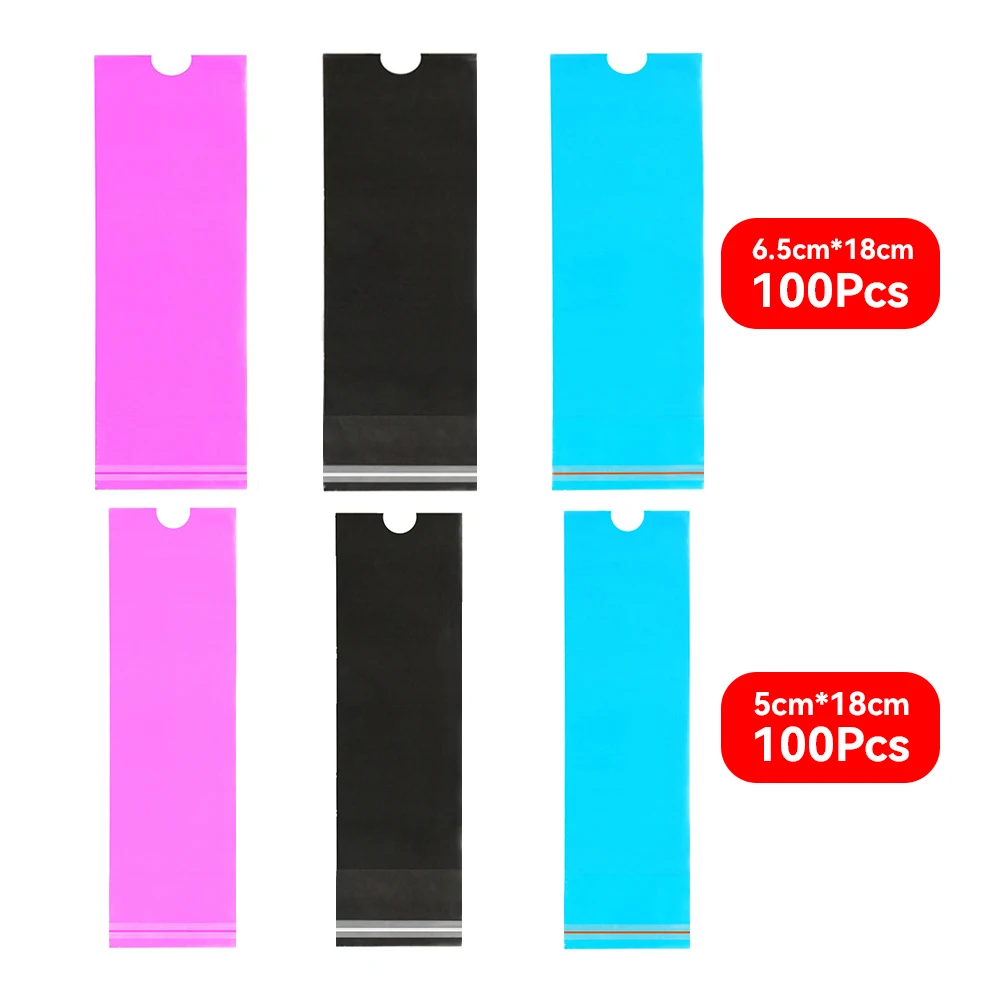 100pcs Disposable Self-Adhesive Tattoo Pen Sleeves Plastic Cartridge Protect Film Bag Tattoo Machine Clip Cord Sleeves Supplies