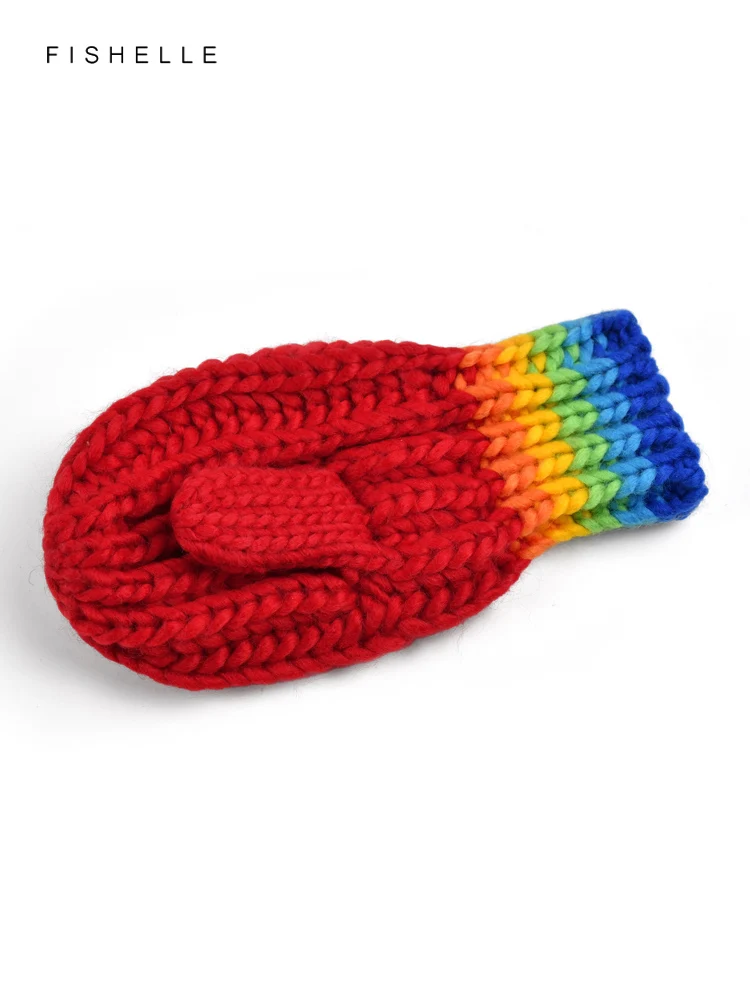 Rainbow knitting wool hat women\'s warm hat autumn winter knitted hat adults kids red color cap christmas new year child gift