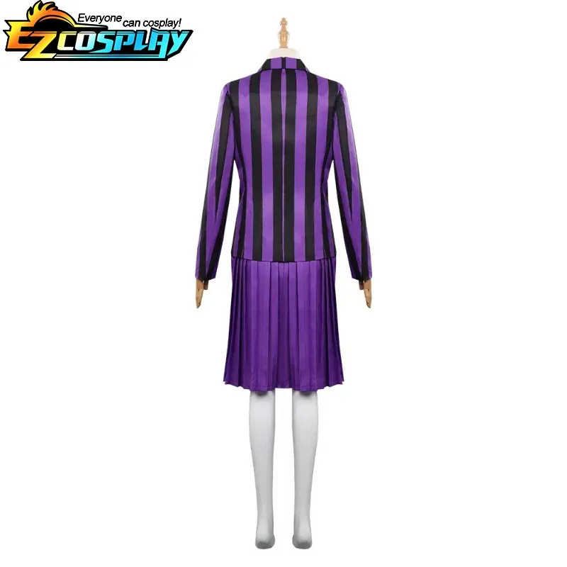 AA ★ Disfraz de Cosplay de COS Enid, uniforme escolar a rayas moradas, trajes para adultos, abrigo, camisa, falda, corbata, fiesta de Halloween, nuevo 2025