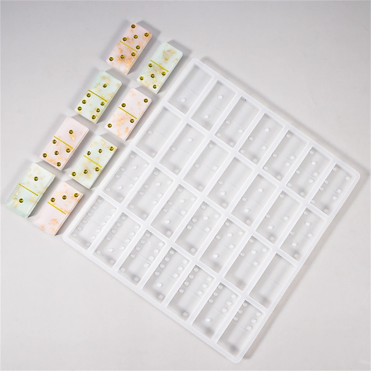 Silikon-Domino-Blockform zum Gießen von Harz, Epoxidharzform, geeignet für DIY-Brettspiele, Kunsthandwerk und Geschenke, Silikonharzform – Detail 3