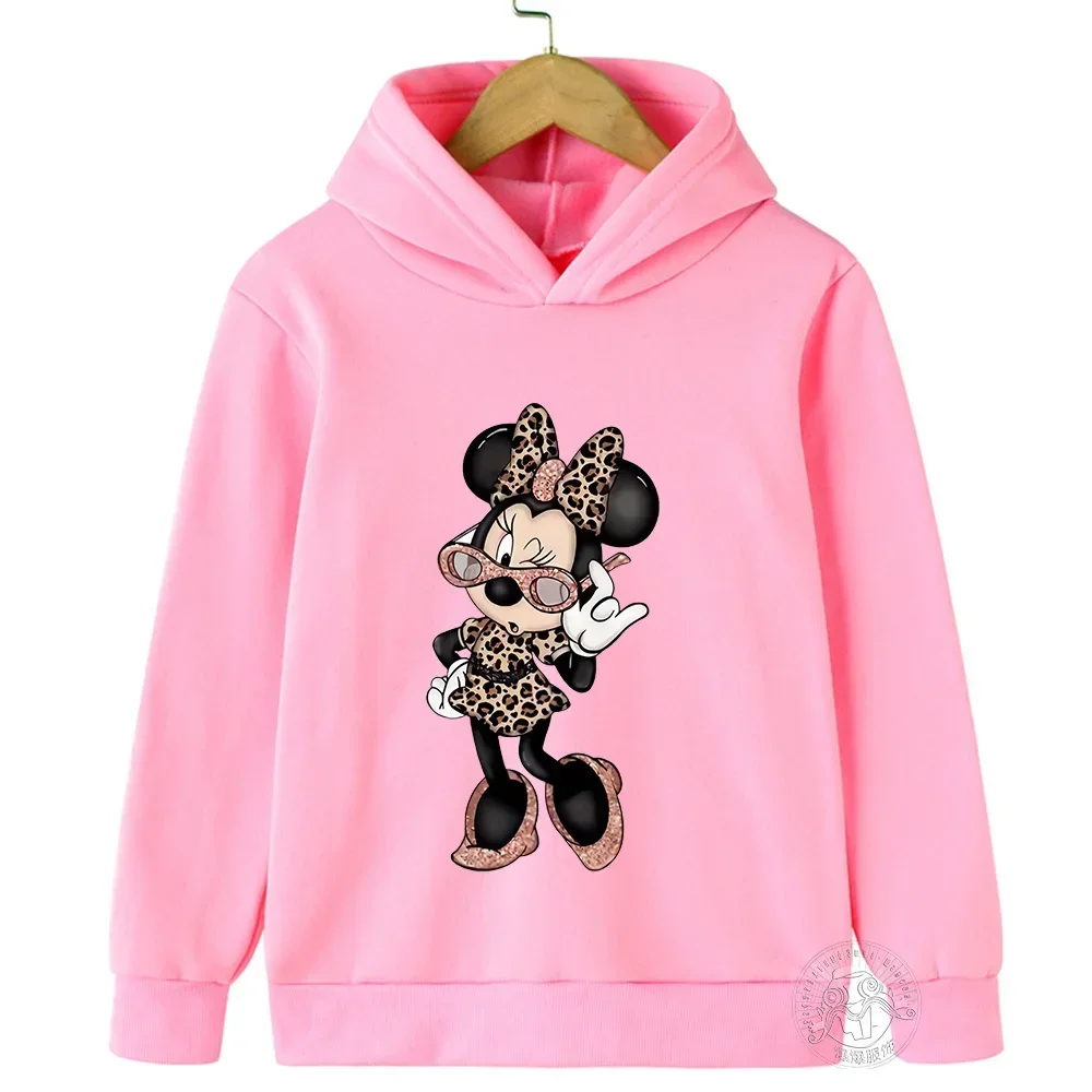 Disney Minnie Harajuku Children\'s Hoodie Girls Clothing Boys Infant Clothing Spring Autumn New Warm Sportswear Street Casual