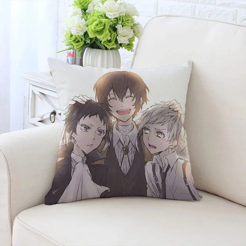 Kissen bezug Anime s-streunende Hunde gedruckt Sofa Kissen bezug Stuhl Kissen Kopfstütze individuelles Geschenk 45x45