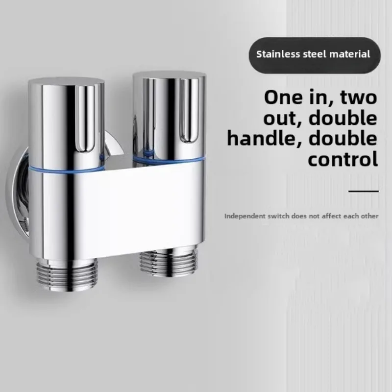 

Three-way double water outlet angle valve one in and two out water separator washing machine toilet double control faucet