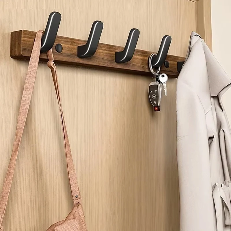 Holztürhaken, selbstklebender Badezimmer-Handtuchhalter, ohne Bohren, Wand-Kleiderbügel, Holzhaken für Küche oder Badezimmer