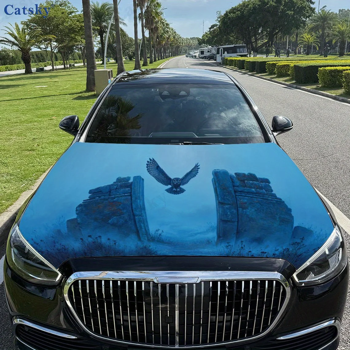 

blue Mysterious Eagle print,car hood stickers,PVC waterproof Self adhesive car hood sticker,car hood decoration protection stick