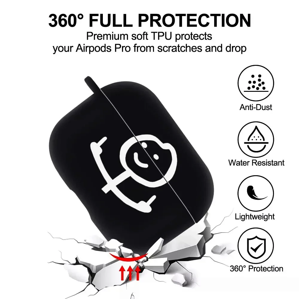 Funny Line Human Airpod Cases Air Pro 4 for Airpods Pro 2 3rd Pods Gen Airpord Cover Cute Cartoon Simple Line Art Black Cover