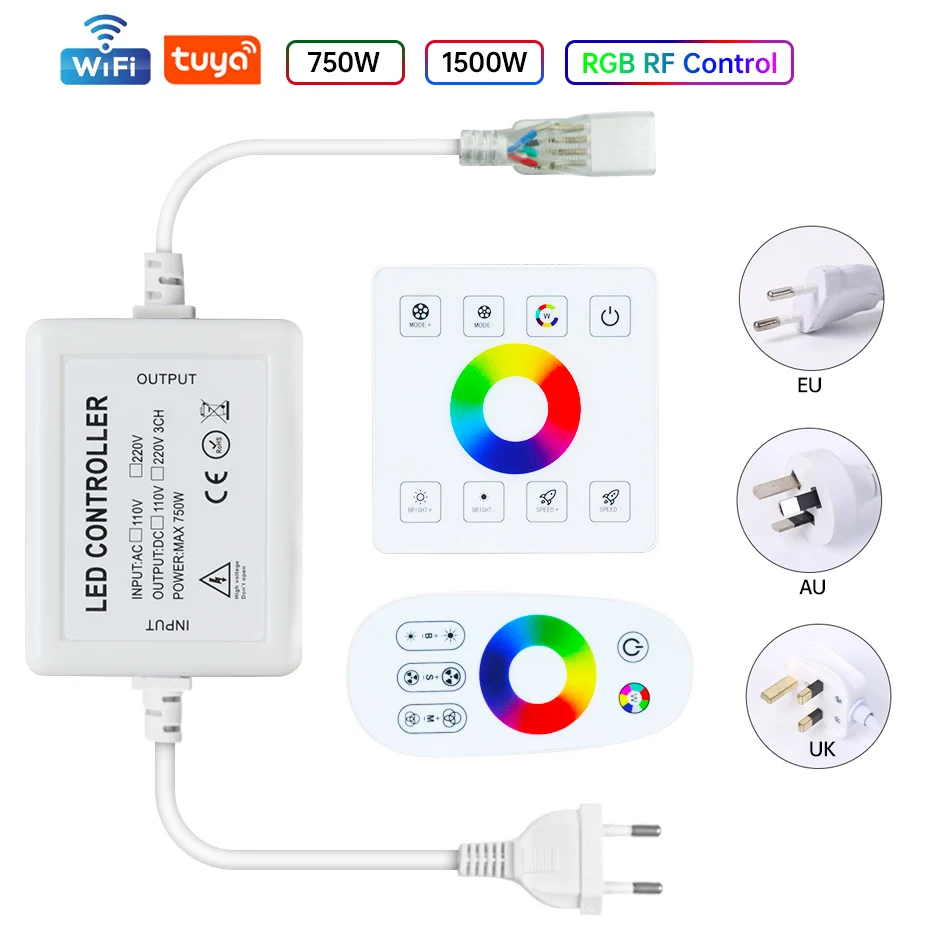 

750 Вт 1500 Вт 220 В RGB RF Control EU AU UK Plug Источник питания для RGB светодиодной неоновой ленты RF Панель Пульт дистанционного управления WiFi Трансформатор