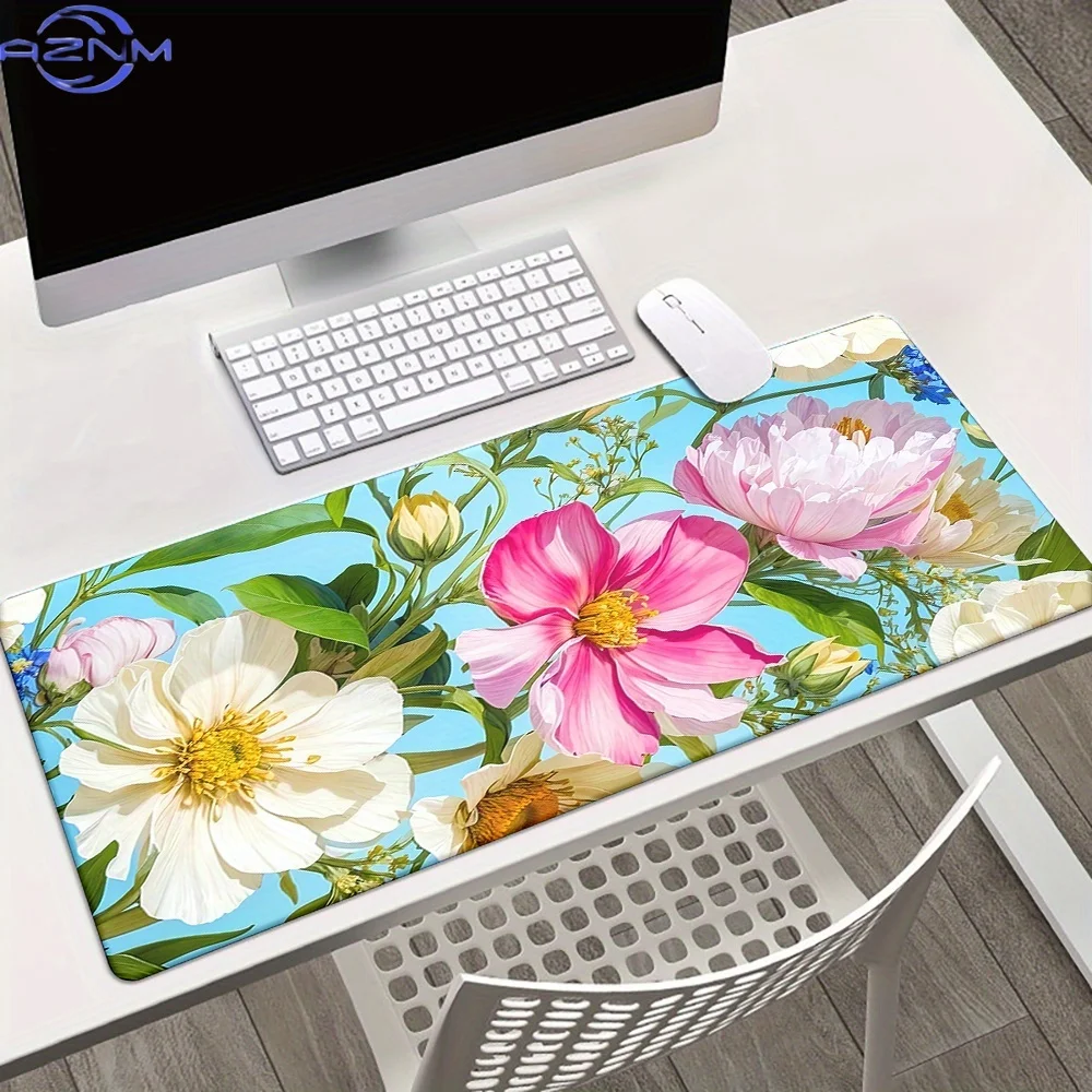 1pc, Beautiful Colorful Flowers, HD Printed Pad for Desk, Multi Functional XXL Mousepad, Keyboard Gaming Mouse Mats, Office Comp