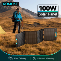 ROMOSS 100W Solar Panel Foldable 10.2V Conversion Rate ≥22.4% Waterproof IP67 Portable PV Panel For Power Sation Outdoor Phone