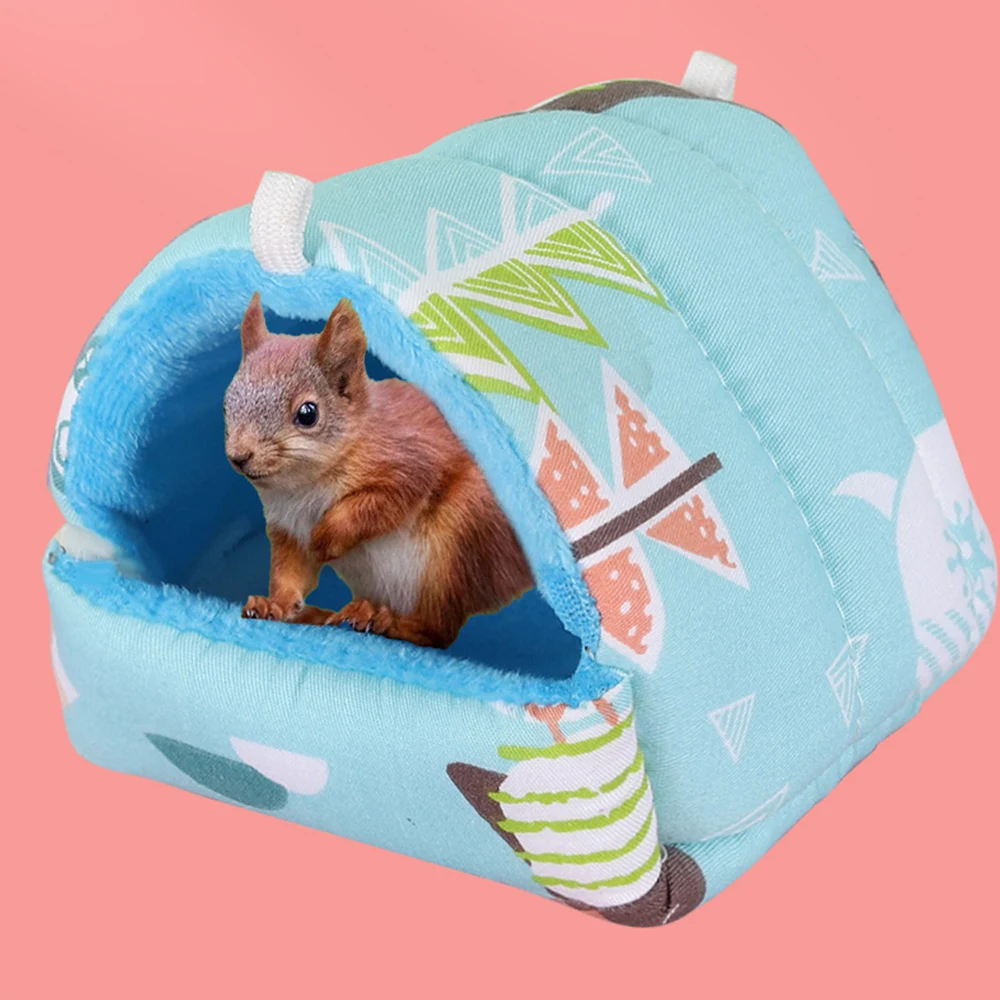 Cama pequena para animais de estimação, mini gaiola fofa, tapete quente, ninho de cobaia, casa de hamster, coelho, casa do esquilo, inverno