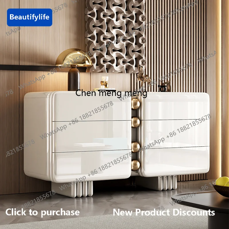 

D183 Итальянская легкая роскошная прикроватная тумбочка с шестью ведрами, усовершенствованный шкаф для хранения, минималистичный боковой шкаф для входа из цельного дерева