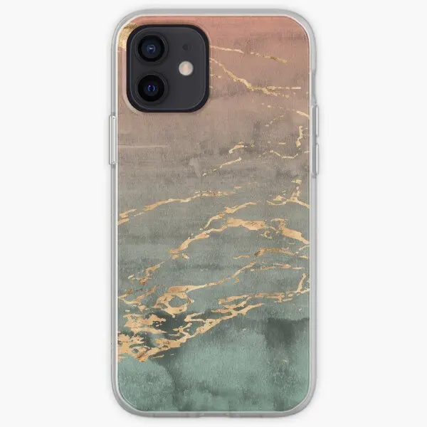 Marble Gold Coral Mint Gradient Phone Co  Phone Case Customizable for iPhone X XS XR Max 6 6S 7 8 Plus 11 12 13 14 Pro Max Mini