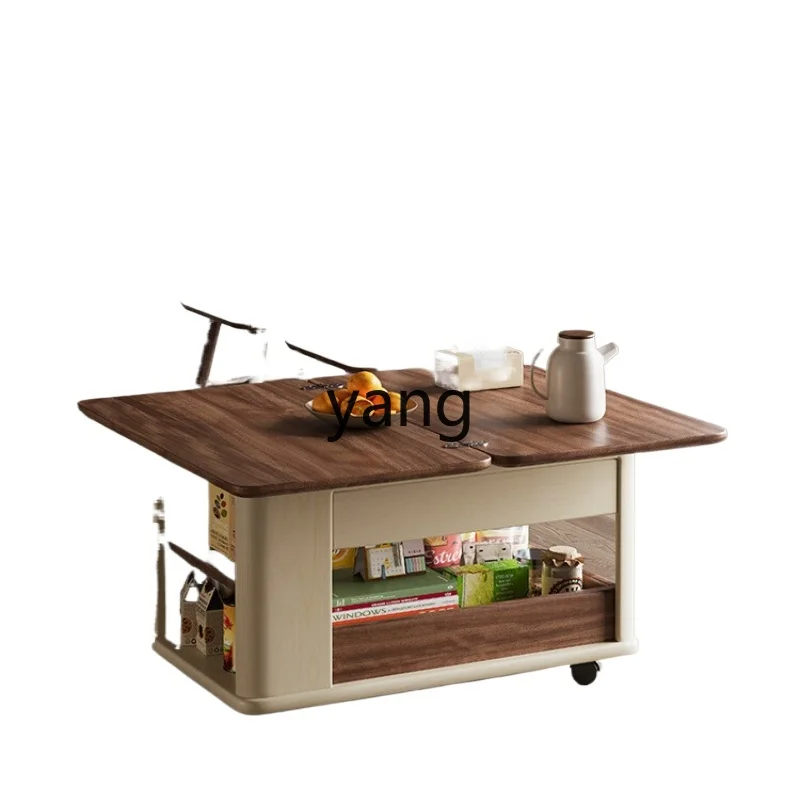 

HRC solid wood trolley movable multi-functional folding small apartment balcony side few cabinets storage tea table