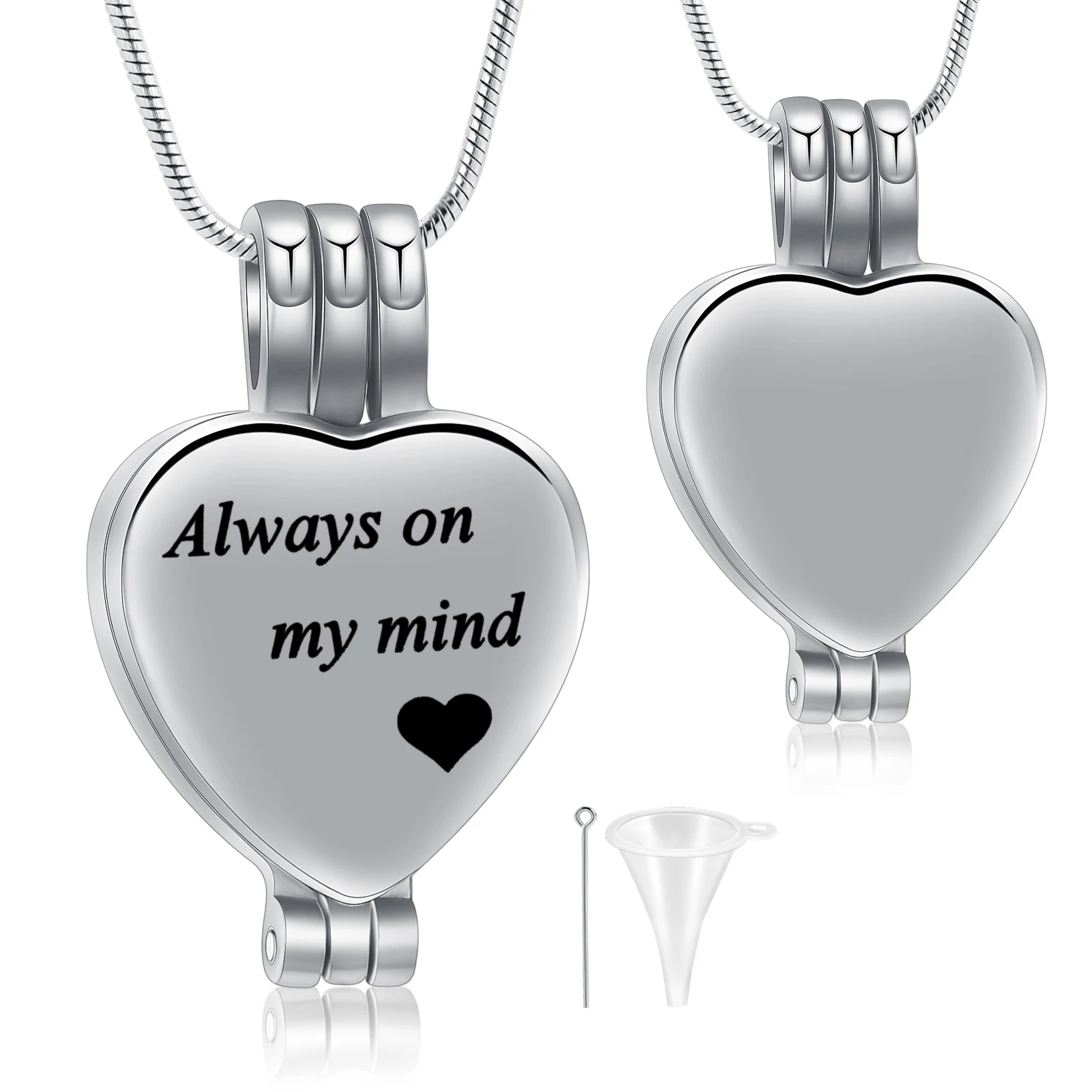 Openable Heart Memorial Necklace Stainless Steel For Ashes Customized 