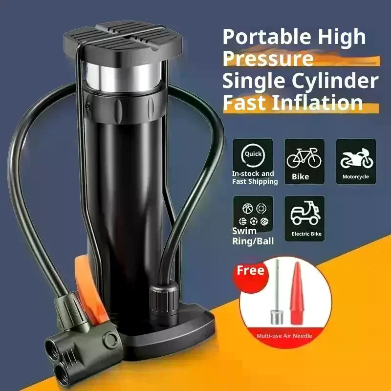 Folding Foot Pedal Multifunctional Inflation Pump Easy Carry Foot Stomp Portable Aluminum Alloy Bicycle Motorcycle Inflator Pump