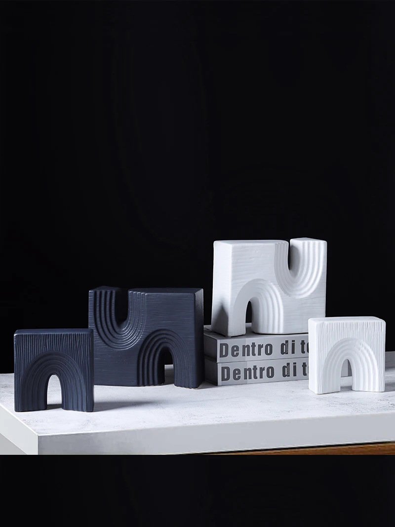 Creative Geometric Arch U-Shaped Ceramic Crafts Bookends Display Cabinet TV Cabinet Decorations Modern Simplicity Home Decor