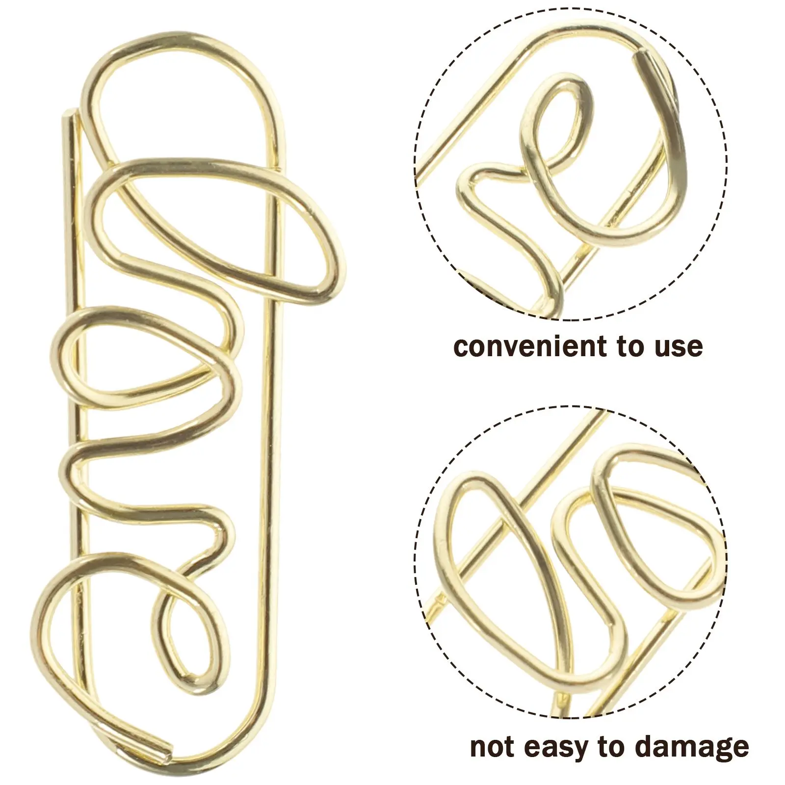 50 Pcs Paper Clips Mini Office Supplies Sturdy Document Fixing Clips Document Fixing Decorative Golden