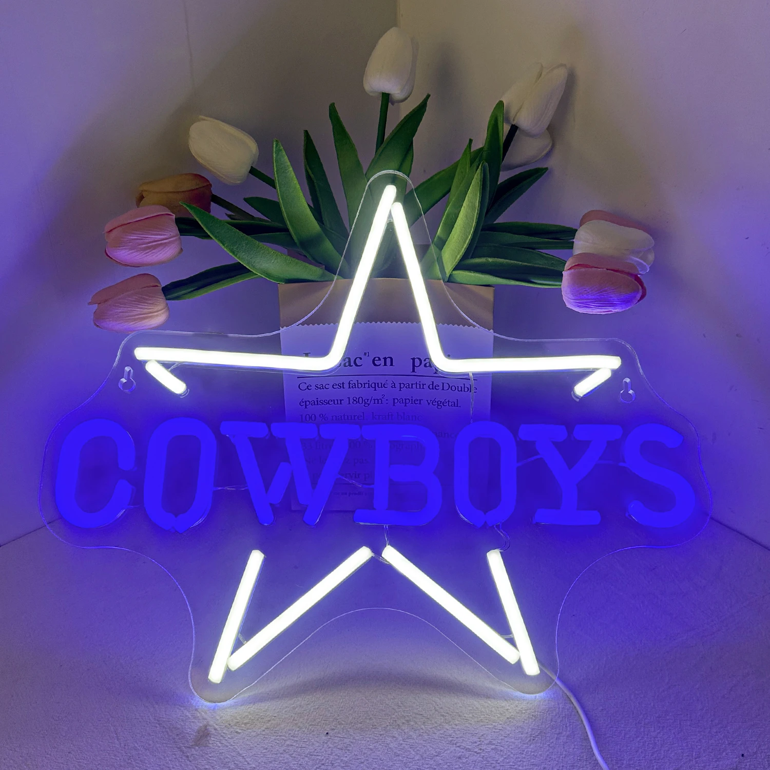 Luz de parede de néon com design estrela cowboy, néon parede decoração lâmpada para casa, loja, bar, arte, festa, quarto das crianças