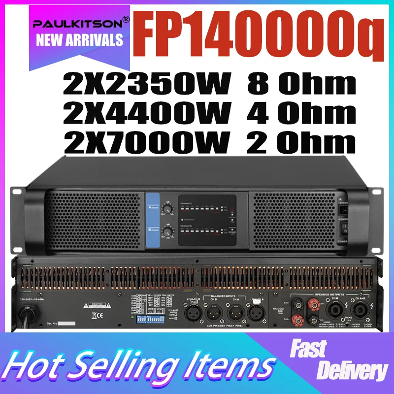 

Paulkitson FP14000Q 4x1350W 2x2350W Power Amplifier 2 Channel Line Array Sound System Audio Professional Disco Power Amplifier
