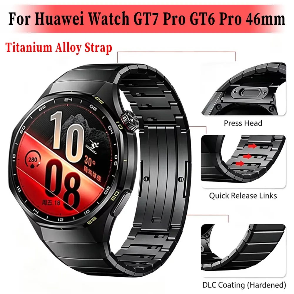 Official No Gaps Titanium Alloy Strap For Huawei Watch GT7 Pro GT6 Pro 46mm Quick Fit Lightweight Replaceable Correa Accessories