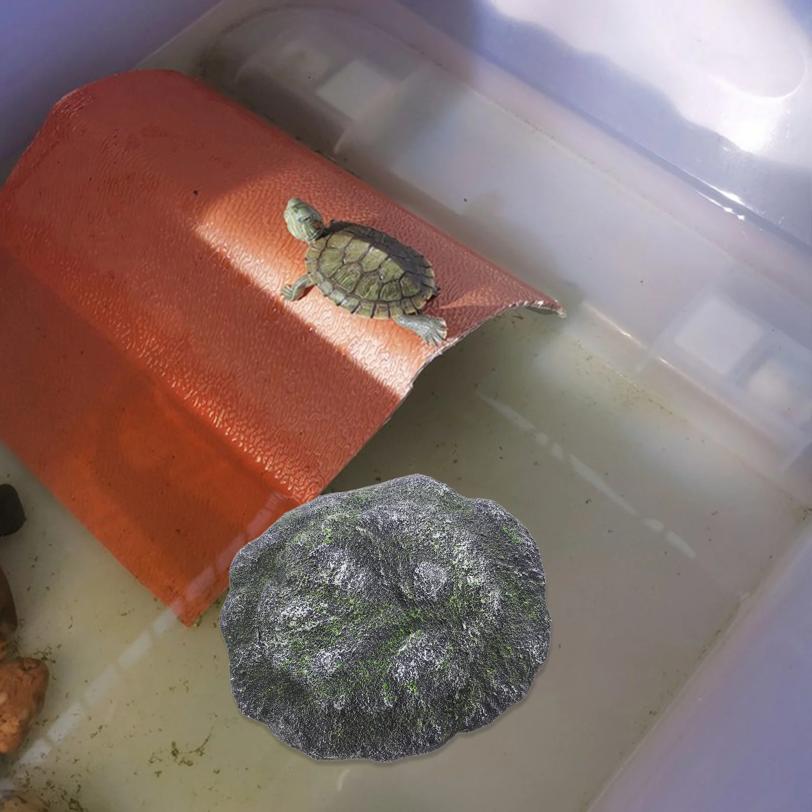 

Turtle Tank Basking Platform Floating Island Resin Construction Stable Support Easy Cleaning Aquarium Reptile Basking Rock