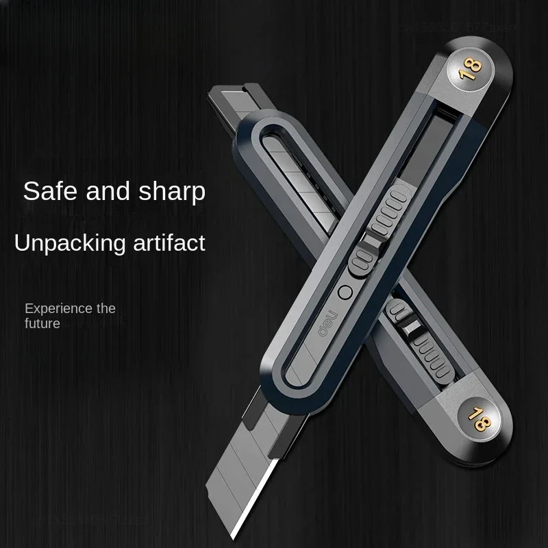 Deli 9/18 мм выдвижной универсальный нож Т-образный отскок фрезы для коробок лезвия из высокоуглеродистой стали автоматический замок для офиса и дома